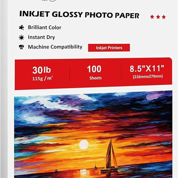 Koala Glossy Thin Inkjet Paper 8.5x11 Inches 100 Sheets Compatible with Inkjet Printer Use DYE INK 115gsm