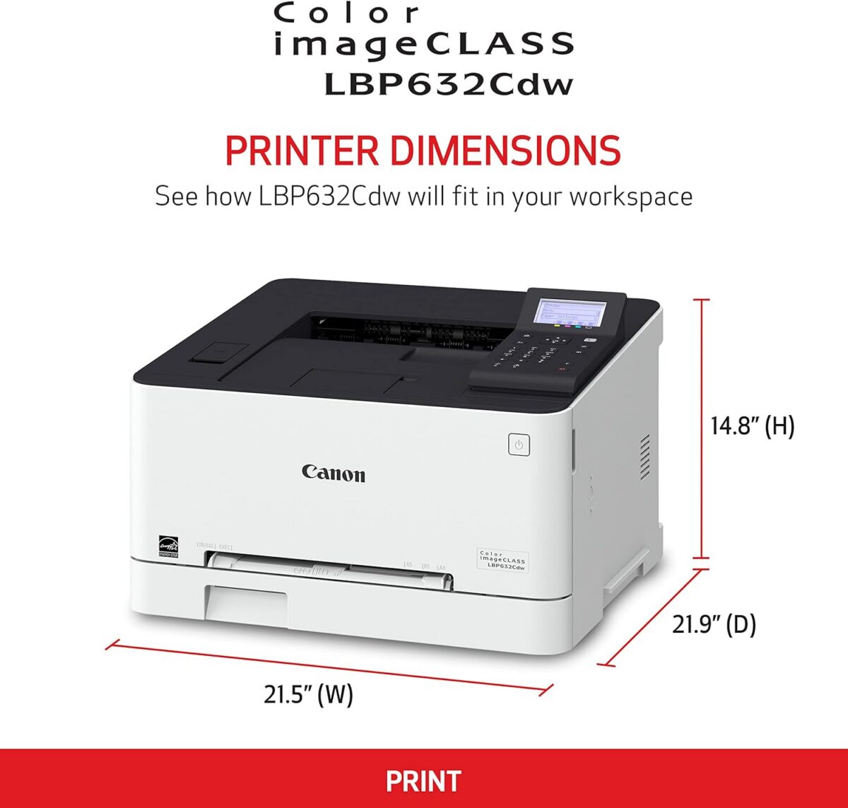 Canon Color imageCLASS LBP632Cdw - Wireless Duplex Laser Printer, Single Function, Home Office, Mobile Ready, 22 PPM Color, White - Image 2