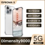 15ProMa x Smartphone, 16+512GB Unlocked Phone, Android 14.0, 48+108MP Zoom Camera, Mobile Phone with Build-in Pen,Long Battery Life 6800mAh, Dual SIM, 6.8“ HD Screen,5G/4G (White) - Image 2