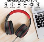 RORSOU R10 Over-Ear Headphones with Microphone, Lightweight Folding Stereo Bass Headset with 1.5M No-Tangle Cord, Portable Wired Headphones for Smartphone Tablet Computer MP3 / 4 (Black) - Image 6