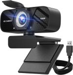 Full HD 1080P Webcam with Built-in Mic Wide Angle & Auto Focus Privacy Cover for PC/Laptop Plug & Play USB Camera Black