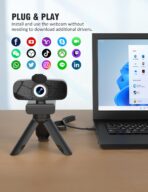 Full HD 1080P Webcam with Microphone and Rotatable Tripod, Light Correction, Wide Angle and Plug and Play Video Camera for Desktop PC or Laptop - Image 5