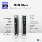 Plugable 16-in-1 Thunderbolt 4 Dock – Dual 4K Monitors for M4 MacBook Air/Pro, 100W Charging, 2X HDMI, 2X DisplayPort, 2.5G Ethernet, 7X USB, MicroSD/SD Card Reader, Audio, Windows & USB4 Compatible - Image 2