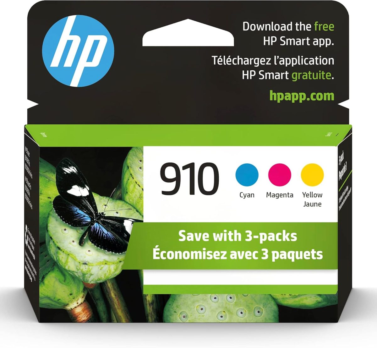 HP 910 Cyan, Magenta, Yellow Ink Cartridges | Works with HP OfficeJet 8010, 8020 Series, HP OfficeJet Pro 8020, 8030 Series | Eligible for Instant Ink | 3YN97AN, 3 Count (Pack of 1) - Image 1
