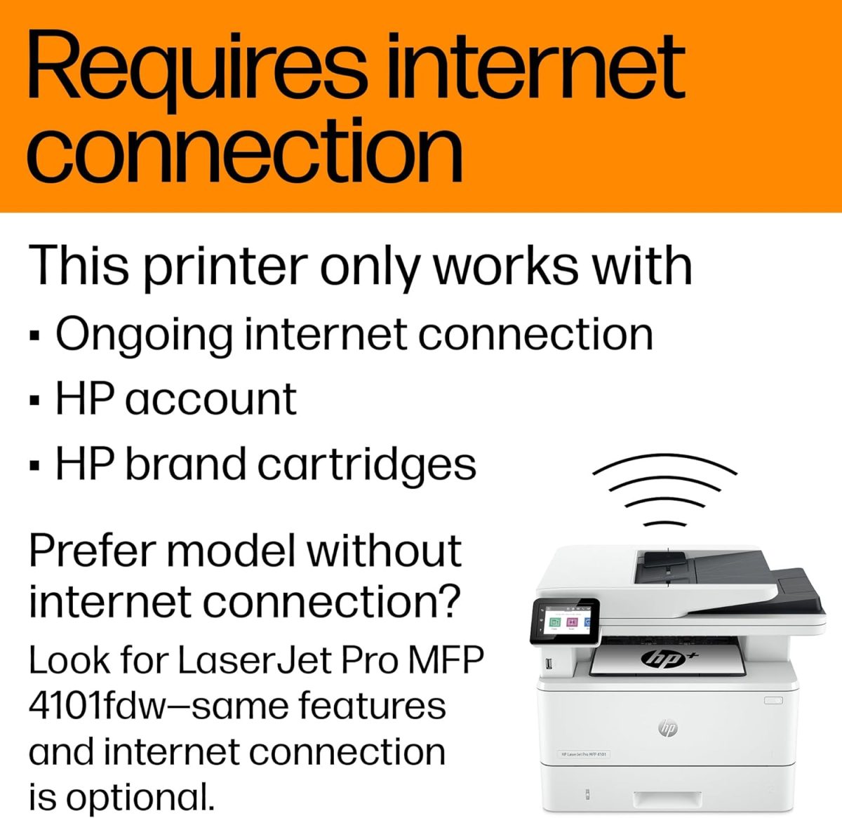 HP LaserJet Pro MFP 4101fdwe Wireless Black & White Monochrome Printer with HP+ Smart Office Features and Fax - Image 6