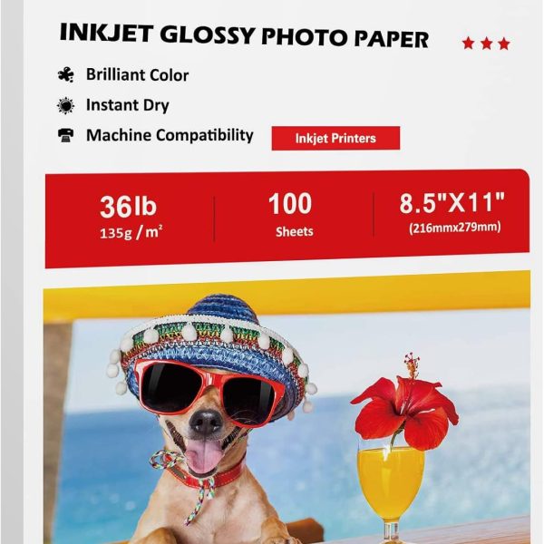 Koala Glossy Thin Inkjet Printer Paper for DIY Chip Bag and Print Brochure Flyer 8.5x11 Inches Glossy 100 Sheets 36LB
