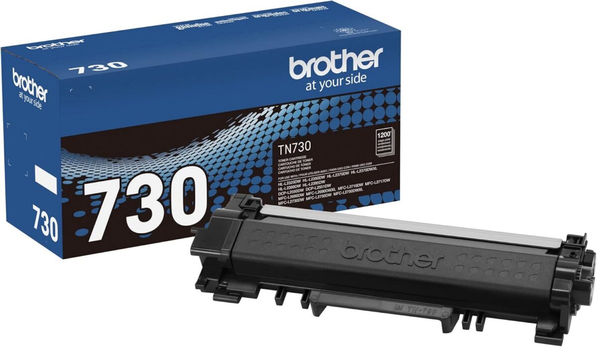 Brother Genuine Standard Yield Toner Cartridge, TN730, Replacement Black Toner, Page Yield Up To 1,200 Pages, Amazon Dash Replenishment Cartridge,1 Pack - Image 1