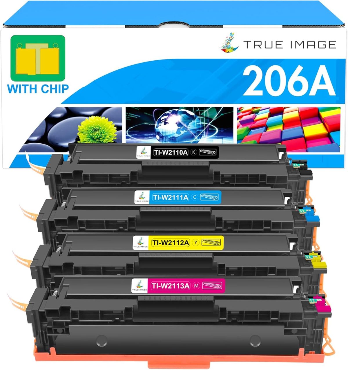 206A Toner Cartridges 4 Pack: M283fdw 206X Set Compatible Replacement for HP 206A 206X Color Laserjet Pro MFP M283fdw M283cdw M255dw M283 M255 Printer High Yield Ink (Black Cyan Yellow Magenta) - Image 1