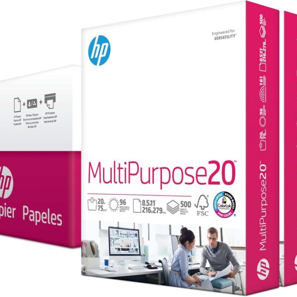 HP Printer Paper | 8.5 x 11 Paper | MultiPurpose 20 lb | 3 Ream Case - 1500 Sheets | 96 Bright | Made in USA - FSC Certified | 112530C