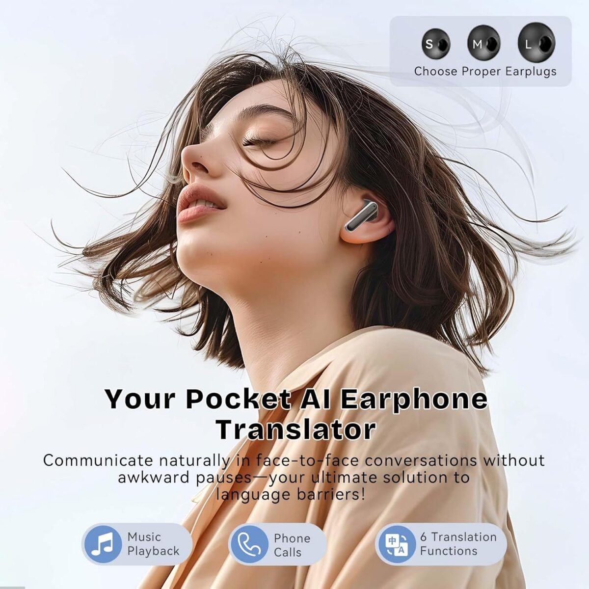 AI Translation Earbuds Real Time for 150 Languages,Translation Headphones with Bluetooth 5.4, Audifonos Traductores Ingls Espaol, 6 Translation Modes,Long Battery fit for Travel Business Learning - Image 2