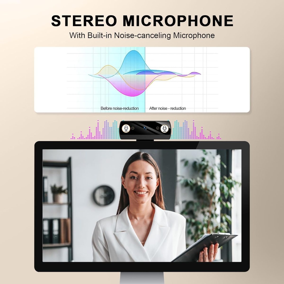 Webcam,1080P HD Webcam with Microphone, USB Computer Camera for Laptop & Desktop - Plug & Play, Stereo Sound, Auto Low-Light Correction, for Zoom/Skype/FaceTime/Teams/Webex, Streaming & Video Calls - Image 3