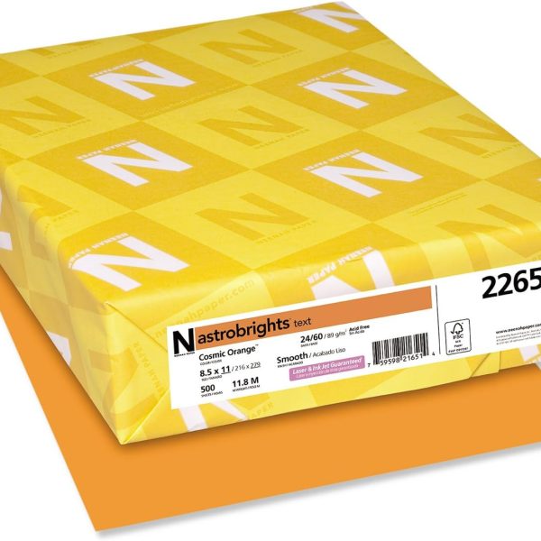 Neenah Astrobrights Color Paper, 8.5” x 11”, 24 lb/89 gsm, Cosmic Orange, 500 Sheets (22651)