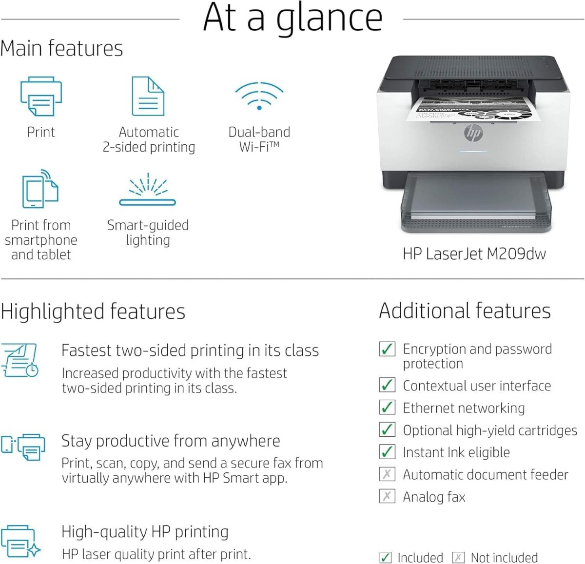 HP Laserjet M209dw Wireless Black & White Laser Printer, Single-Function, Print, Best for Home Office (Renewed) - Image 4