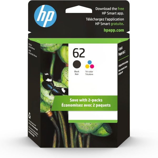 HP N9H64FN 62 Black & Tri-color Original Ink Cartridges, 2 Cartridges (C2P04AN, C2P06AN)