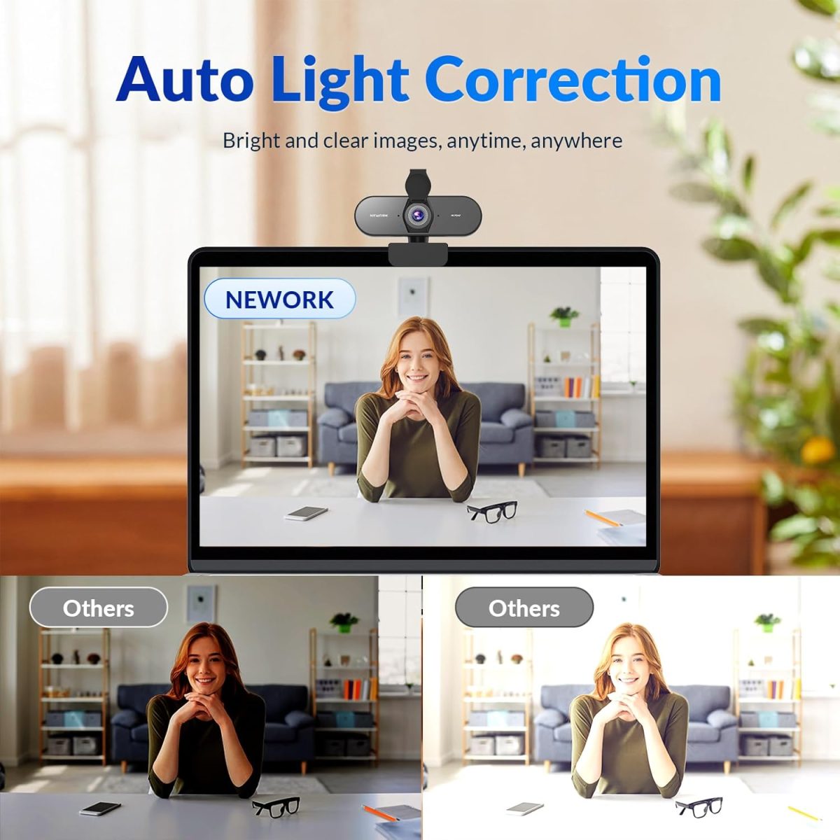 Streaming 4K Webcam with Sony Sensor, 1080P@60FPS, Fast PDAF Autofocus & Dual Mics, Auto Light Adjust, USB Plug & Play, Privacy Cover, 79° FOV – Perfect for Live Streaming, Zoom, Teams & Calls - Image 4