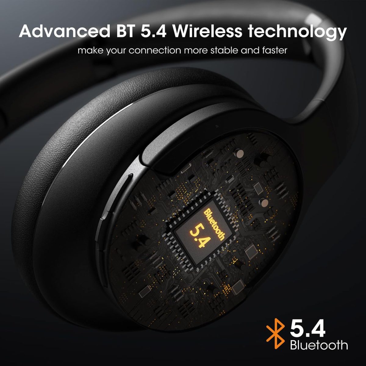 DOQAUS Over Ear Bluetooth Headphones Wireless, 90H Playtime, BT 5.4, 9 EQ Modes, HiFi Deep Bass, Movie & Sleep Mode, White Noises w/App Control, Memory Foam Cups for Travel, Gym, Workout, PC, Phone - Image 5