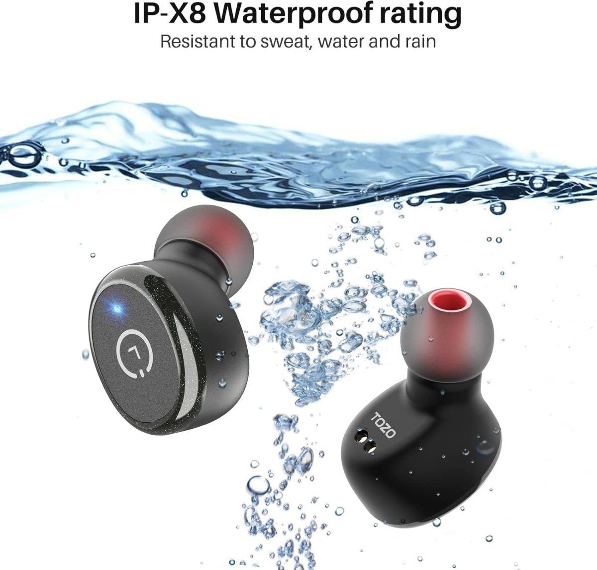 TOZO T10 True Wireless Bluetooth 5.3 Earbuds, 45H Playtime, Wireless Charging Case, IPX8 Waterproof Stereo Headphones in Ear Built in Mic Headset Premium Sound with Deep Bass, 32 Preset EQs via APP - Image 6