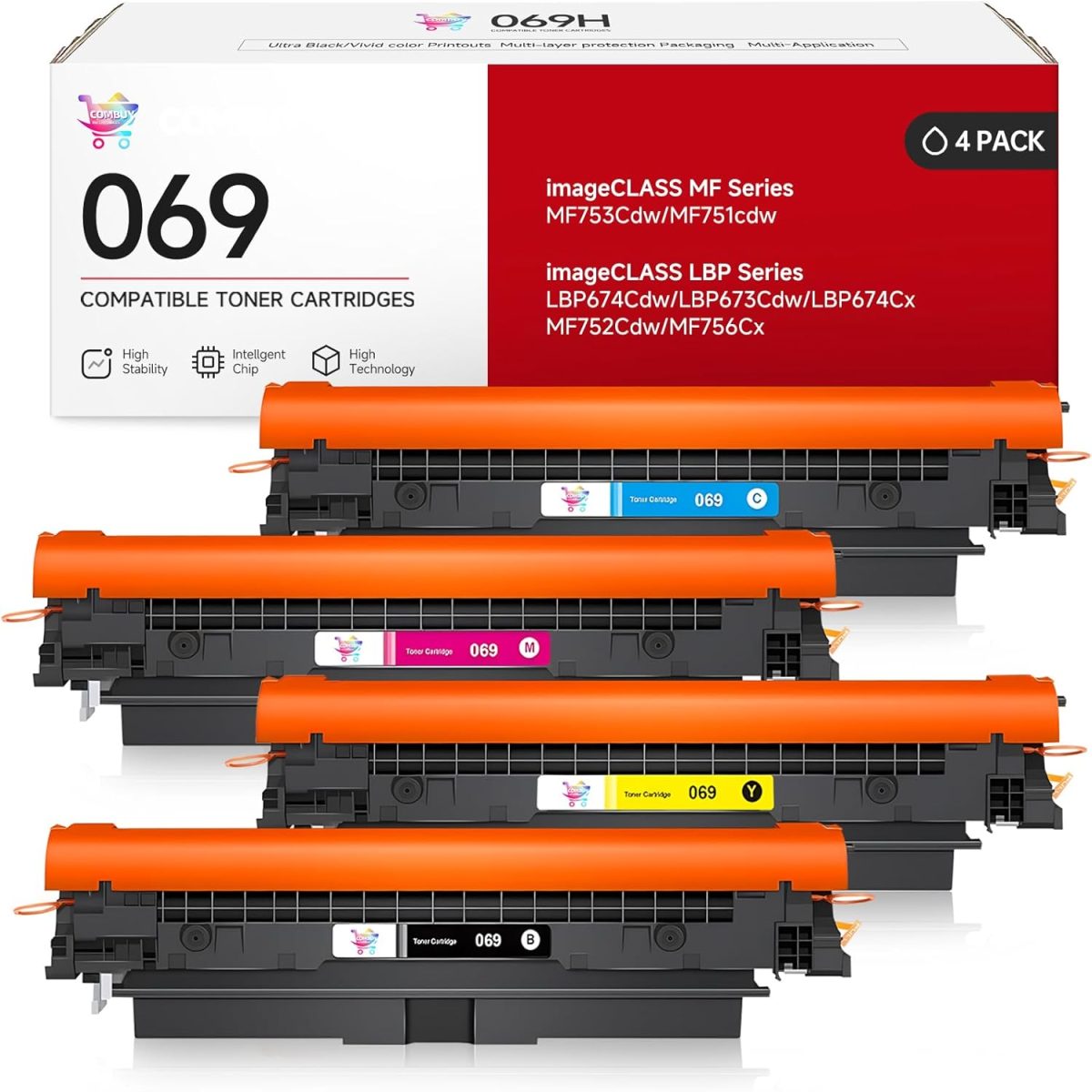 069 Toner Cartridge Set Replacement for Canon 069 Toner Cartridge 4 Pack Works for Canon Color ImageCLASS Mf753cdw MF751Cdw MF752Cdw LBP674Cdw MF752Cdw MF756Cx LBP673Cdw Printer (BK, C, Y, M) - Image 9