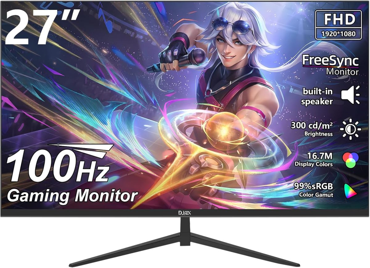 27 inch Gaming Monitor 100Hz Full HD 1920 x 1080P Computer Monitor Built-in Speakers with HDMI VGA Interface Eye Care Frameless Sync Visual Experience for Work Support Wall Mount （100 * 100mm） - Image 1