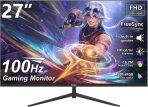 27 inch Gaming Monitor 100Hz Full HD 1920 x 1080P Computer Monitor Built-in Speakers with HDMI VGA Interface Eye Care Frameless Sync Visual Experience for Work Support Wall Mount （100 * 100mm）