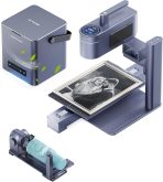 LaserPecker LP4 Ultimate Bundle with Desktop Air Purifier, Dual-Laser Engraver & Cutter 160x300mm Workspace, Auto-Cleaning for Smoke/Fumes, Engrave Metal/Wood/Plastic, with Slide & Rotary Extensions