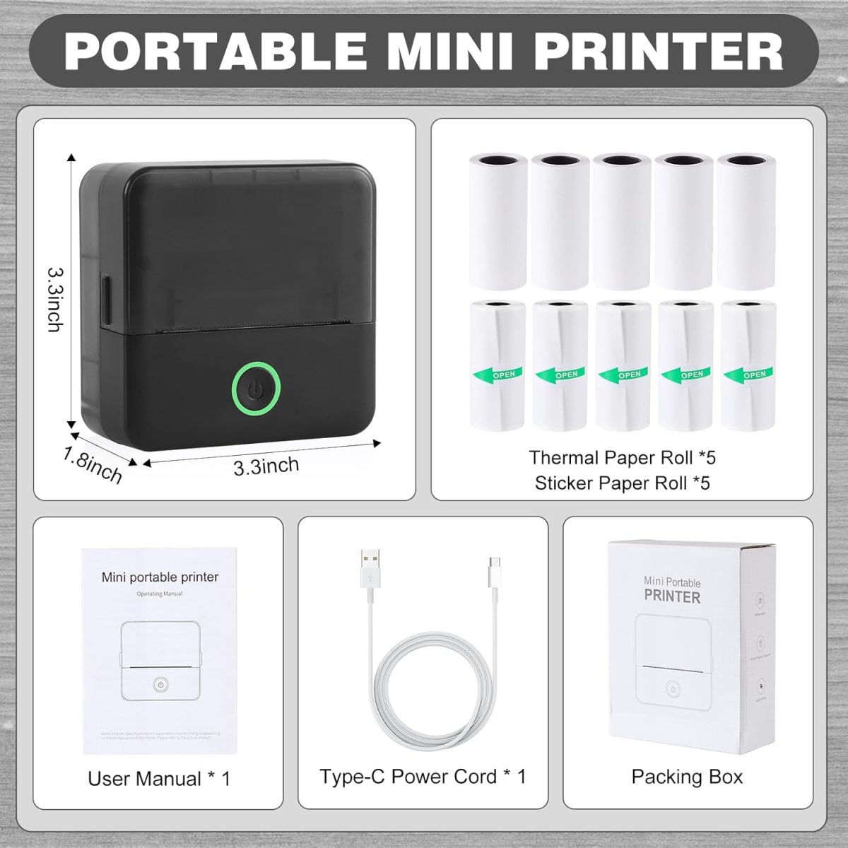 Print Pods Mini Printer, Thermal Inkless Sticker Maker with 10 Rolls Printing Paper, Pocket Printpod for phone, Impresora Portátil for Notes, Flashcards, Journal, DIY, Compatible with iOS & Android - Image 7