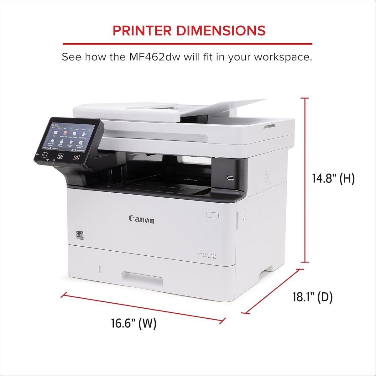 Canon imageCLASS MF462dw - Monochrome, Duplex Wireless Laser Printer, All-in-One with Scanner, Copier, Fax, Home or Office, Auto Document Feeder, Mobile Ready, 3 Year Limited Warranty, 37 PPM, White - Image 8