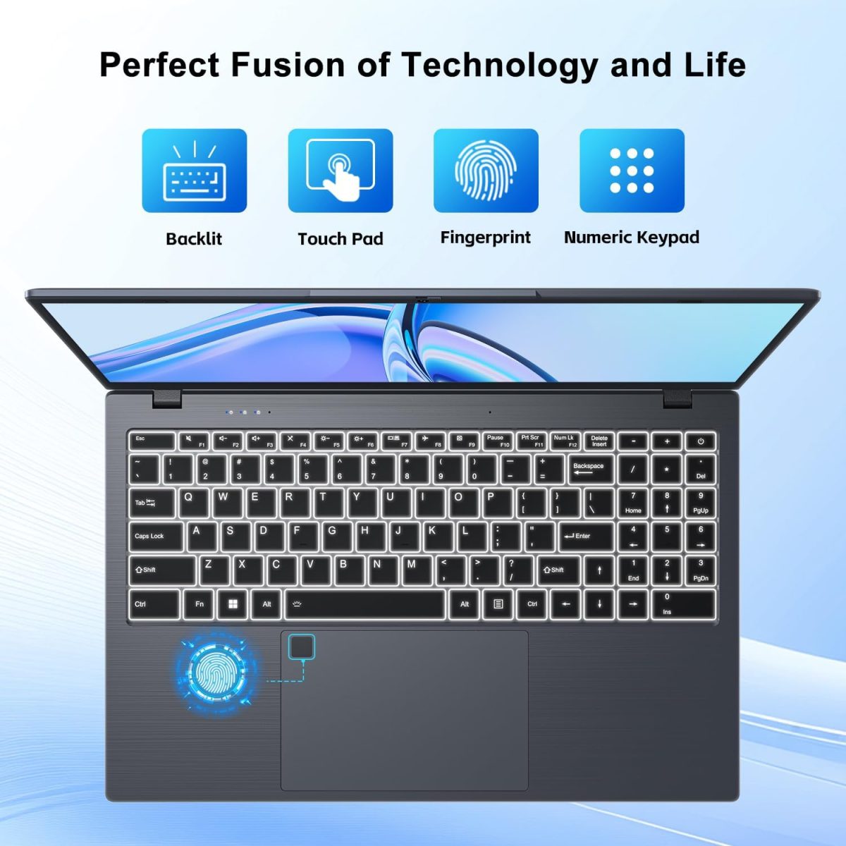 15.6" Laptop Computer, Windows 11 Laptop, 16GB RAM, 512GB SSD(Expandable to 2TB), Intel Quad-Core N5095(Up to 2.9 GHz), 1080P FHD Display, Fingerprint, Backlit KB, Wi-Fi 5, BT5.0, Quad-Speaker - Image 5
