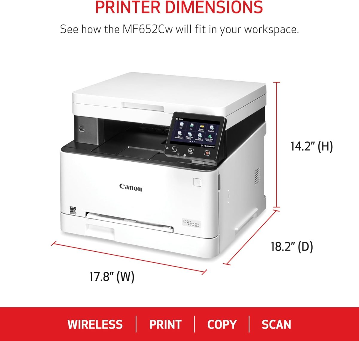 Canon Color imageCLASS MF652Cw - Wireless Laser Printer, Multifunction with Scanner, Copier, Mobile Ready, 3 Year Limited Warranty, 22 PPM Color, White - Image 3
