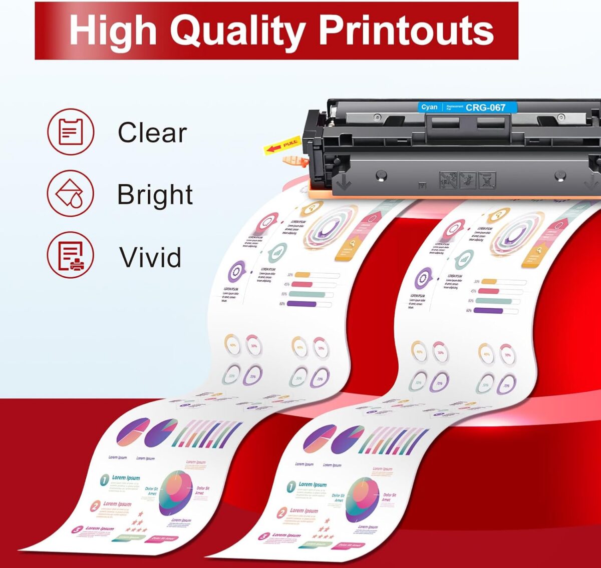 InkNI 067 067H Toner Cartridge Set Replacement for Canon 067 Toner Cartridge Set for Canon ImageCLASS MF656Cdw MF654Cdw LBP632Cdw LBP633Cdw MF653Cdw Printer Ink High Yield (Black Cyan Magenta Yellow) - Image 4