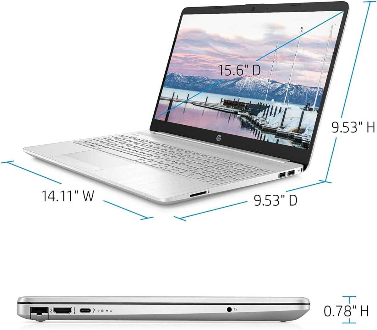 2021 HP 15.6'-inch HD Laptop PC AMD Dual-Core Ryzen 3 3250U 4GB DDR4 128GB SSD + 1TB HDD AMD Radeon Graphics Computer USB-C HDMI WiFi AC RJ45 Bluetooth Webcam Notebook, Silver (Renewed) - Image 6