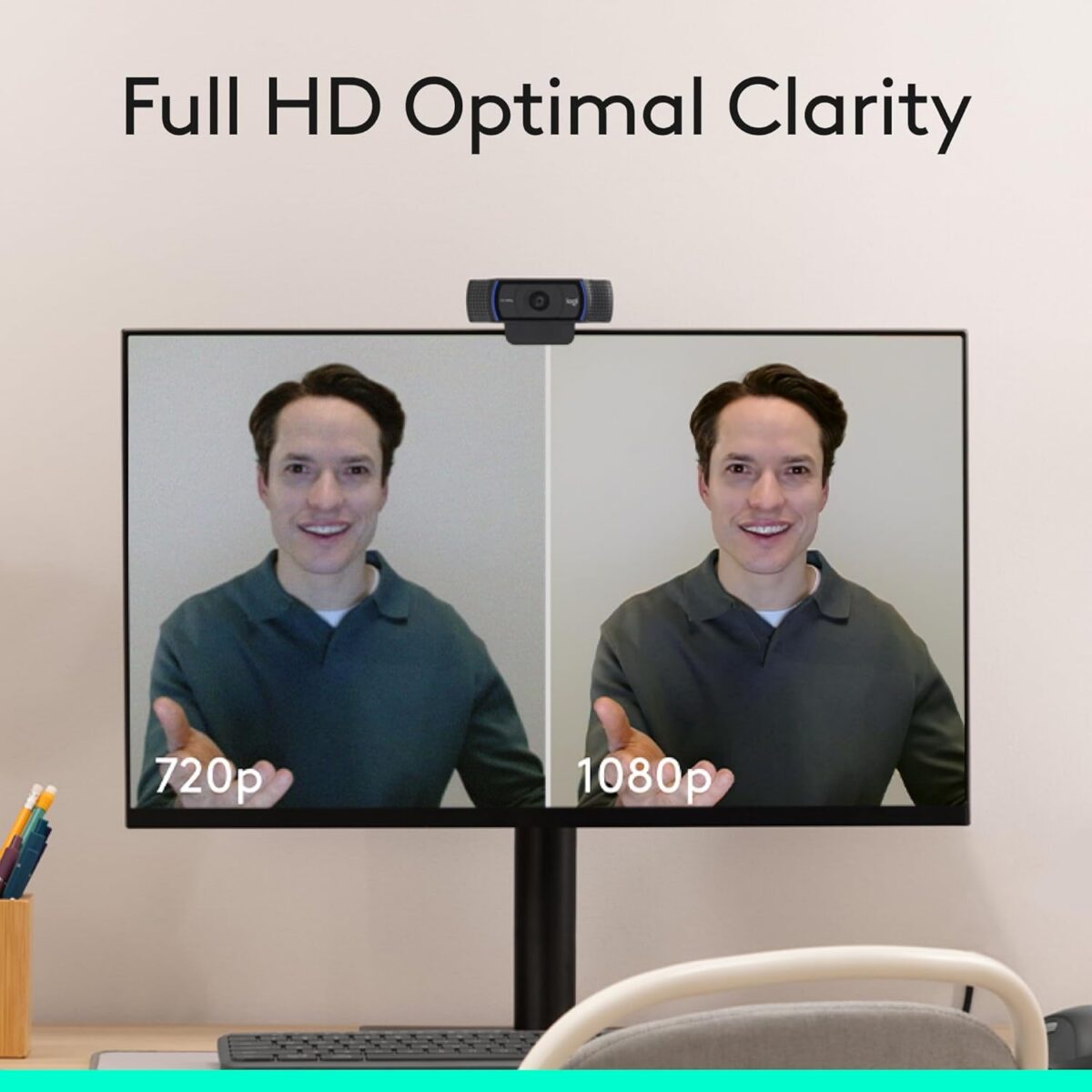 Logitech C920x HD Pro Webcam, Full HD 1080p/30fps Video, Clear Audio, HD Light Correction, PC Camera Webcam, Works with Skype, Zoom, Facetime, PC, Laptop, Mac, Tablet - Black - Image 2