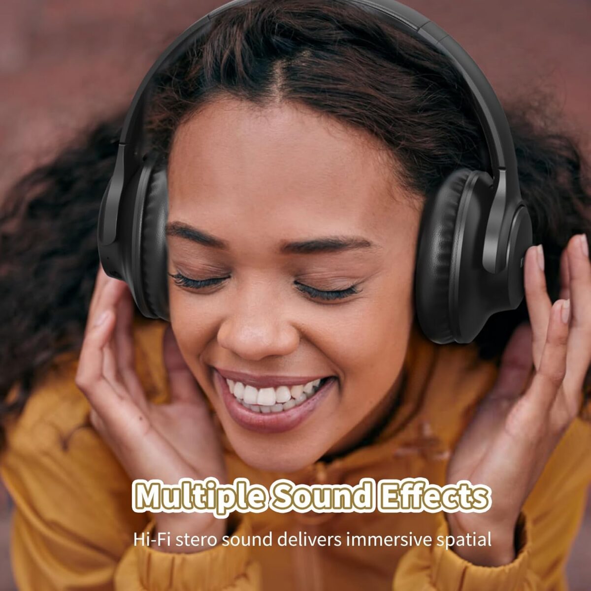 KVIDIO Bluetooth Headphones Over Ear, 65 Hours Playtime Wireless Headphones with Microphone, Foldable Lightweight Headset with Deep Bass, HiFi Stereo Sound Low Latency for Travel Work Cellphone - Image 2