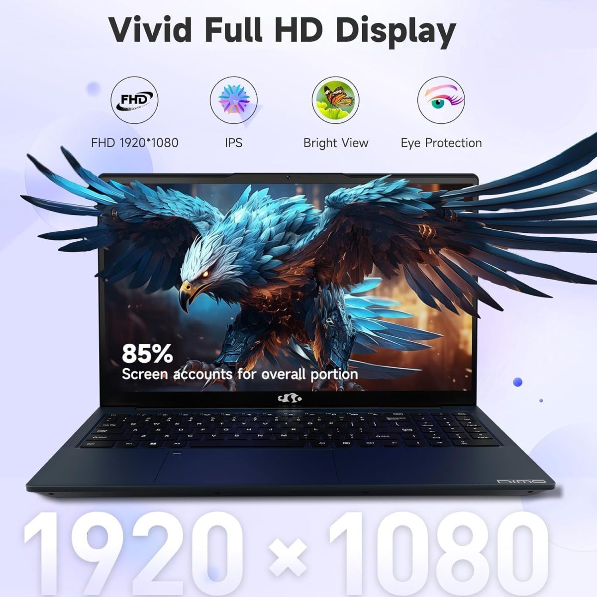 NIMO 15.6" IPS FHD-Business-Laptop, Intel 6 Core i3-1215U 8GB RAM 256GB SSD (Beat i5-1135G7, Up to 4.4GHz) Computer with Backlit Keyboard Fingerprint 65W Type C Wi-Fi 6 Numpad Win 11 - Image 3