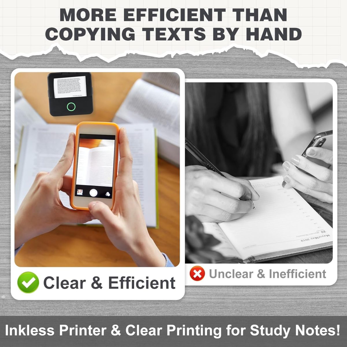 Print Pods Mini Printer, Thermal Inkless Sticker Maker with 10 Rolls Printing Paper, Pocket Printpod for phone, Impresora Portátil for Notes, Flashcards, Journal, DIY, Compatible with iOS & Android - Image 9
