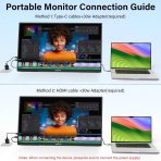 InnoView 23.8" Large Portable Monitor, FHD 100HZ 100% SRGB IPS USB-C HDMI Work Home Gaming Second Monitor 1080P W/180°Adjustable Stand for Laptop, MacBook, Phones - Image 5