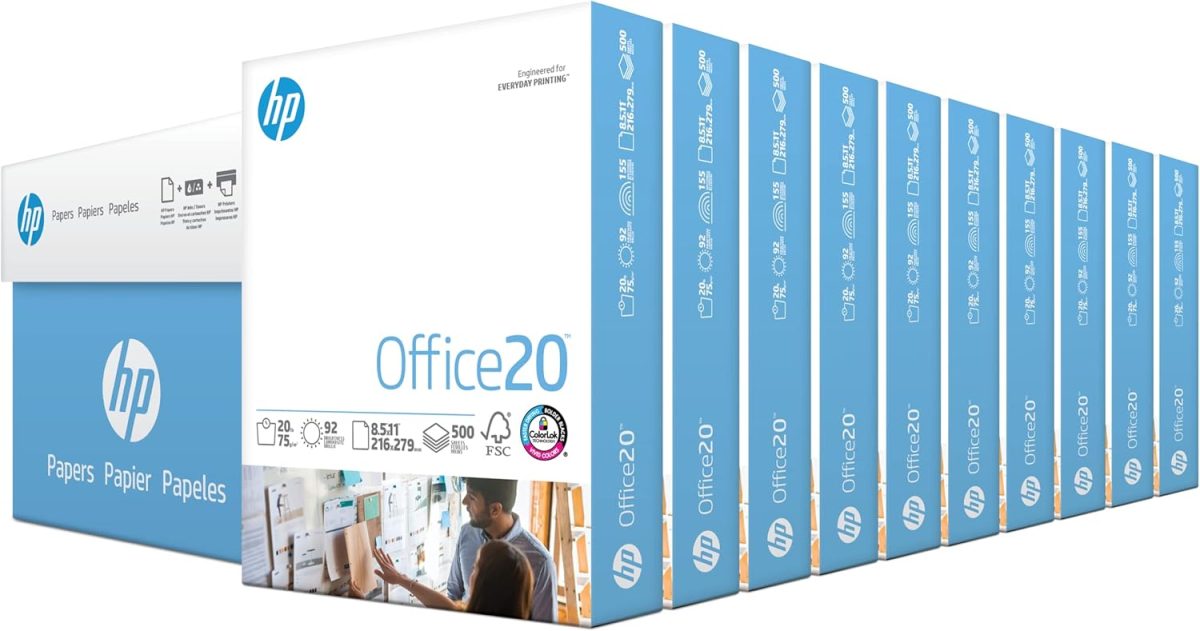 HP Printer Paper | 8.5 x 11 Paper | Office 20 lb |10 Ream - 5,000 Sheets | 92 Bright | Made in USA - FSC Certified | 112101C - Image 1