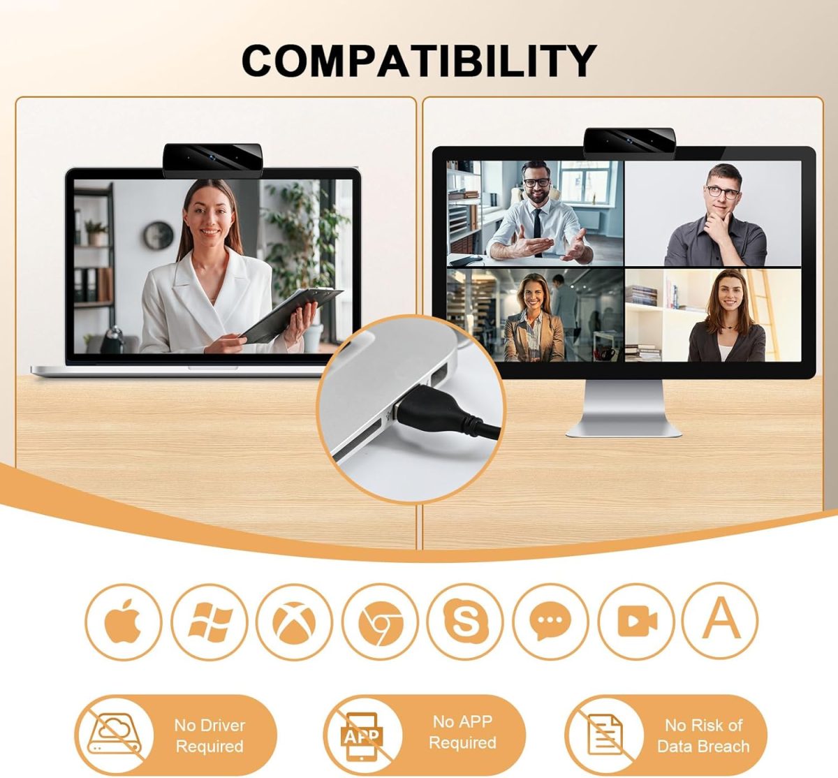 Webcam,1080P HD Webcam with Microphone, USB Computer Camera for Laptop & Desktop - Plug & Play, Stereo Sound, Auto Low-Light Correction, for Zoom/Skype/FaceTime/Teams/Webex, Streaming & Video Calls - Image 4