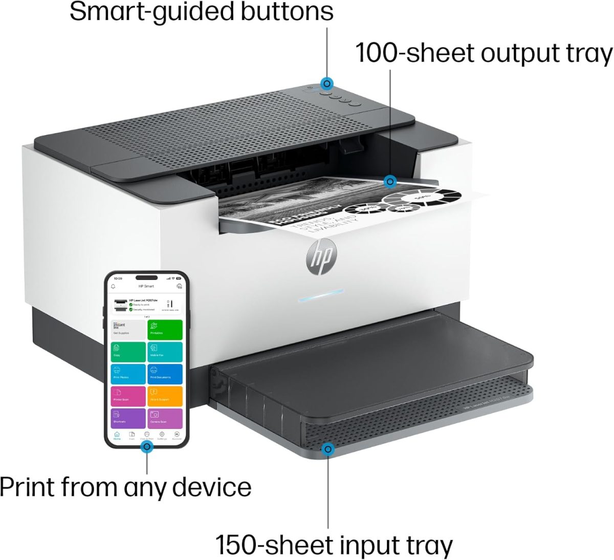 HP Laserjet M207dw Laser Wireless Printer, Black and White, Duplex, Best for Office - Image 4
