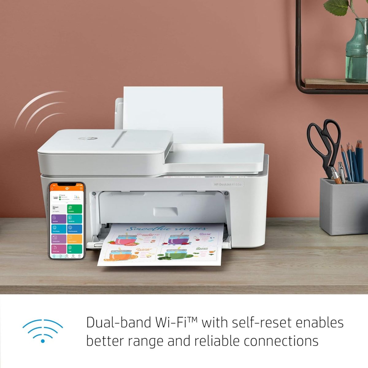 HP DeskJet 4155e Wireless Color Inkjet Printer, Print, scan, copy, Easy setup, Mobile printing, Best-for home, 3 month Instant Ink trial included, white - Image 6
