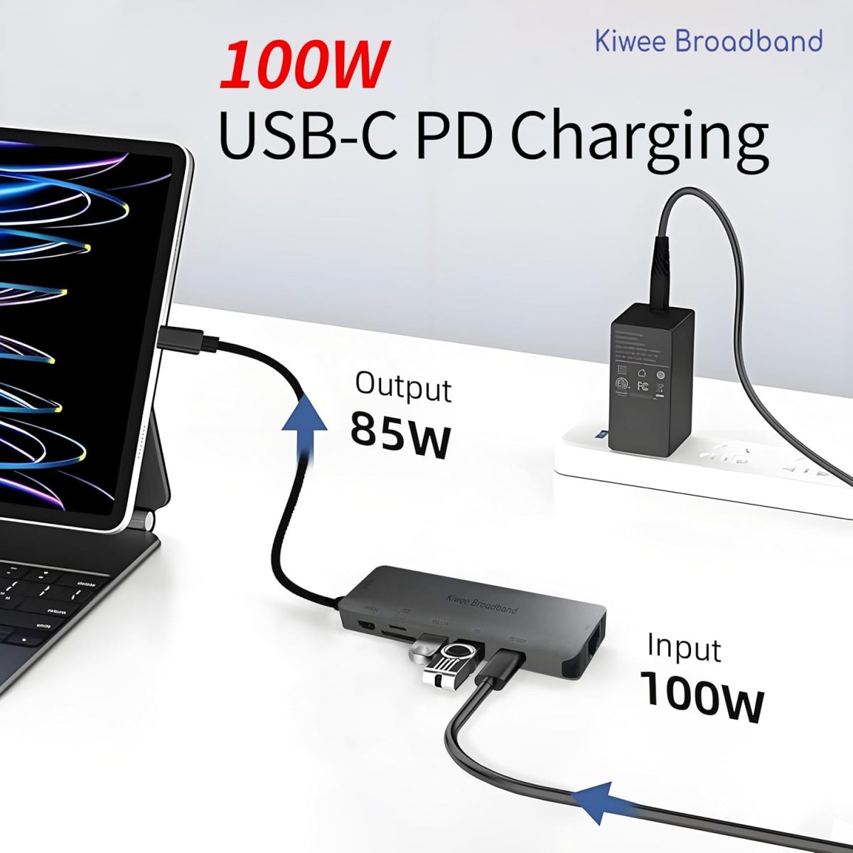 7-in-1 USB-C Hub with 5Gbps Ethernet, 100W PD Charging, 4K HDMI, 2 USB-A 3.2 Ports, SD/MicroSD Card Reader, Universal Dock for MacBook, Windows Laptop, iPad Pro, Chromebook (KB-USBC-5GH7) - Image 4
