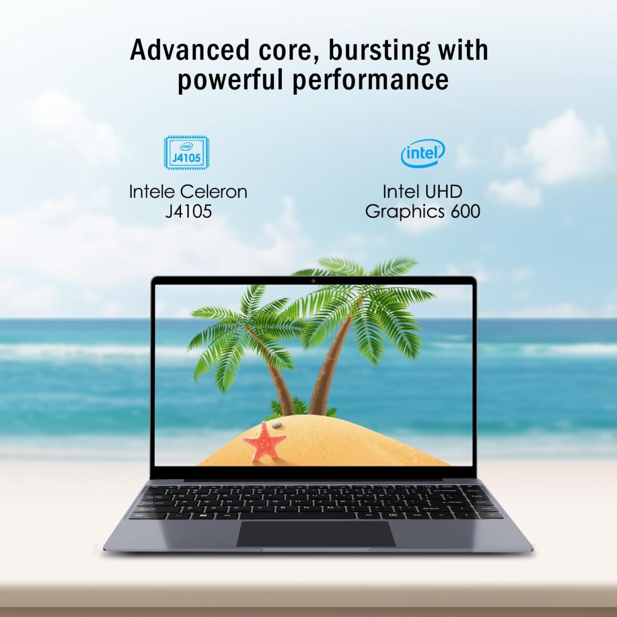 VGKE 14.1" Laptop, B14 Air Full HD 1920 * 1080 IPS Student Laptop Computer, Celeron J4105 Processor, 8GB RAM LPDDR4, 512GB SSD, Metal Body, Gray - Image 4