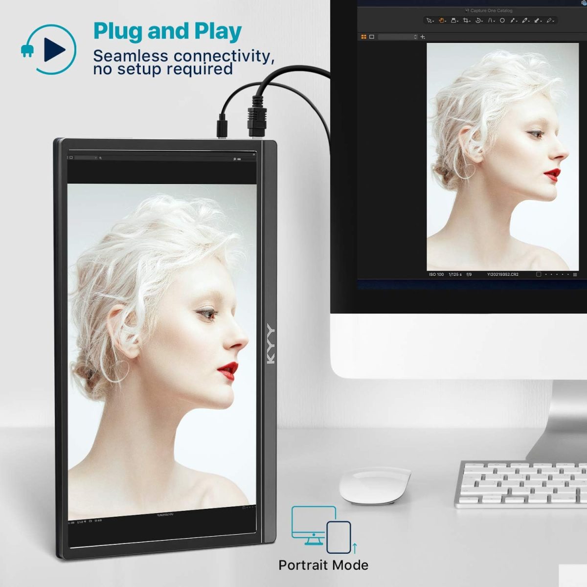 KYY Portable Monitor 15.6inch 1080P FHD USB-C, HDMI Computer Display HDR IPS Gaming Monitor w/Premium Smart Cover & Screen Protector, Speakers, for Laptop PC MAC Phone PS4 Xbox Switch - Image 8