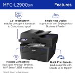 Brother Professional Laser Printer with Scanner, High-Speed 36 ppm Monochrome All-in-One, Wireless Duplex Printing and Scanning, Cloud-Ready 3.5 in Touchscreen for Small Business (MFC-L2900DW) - Image 3