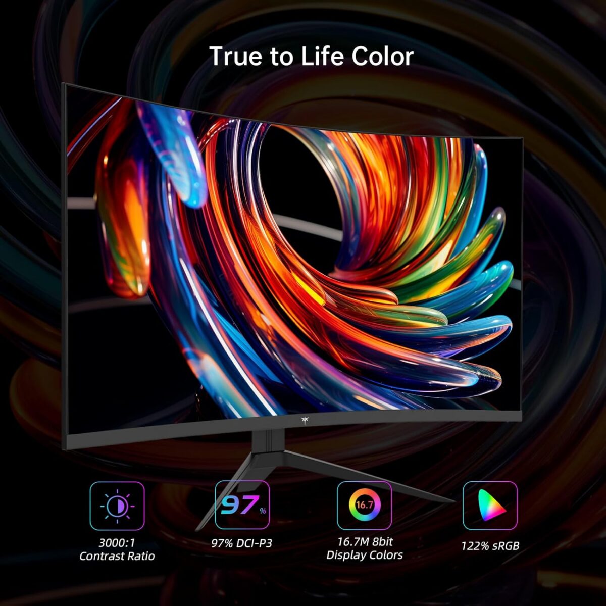 32 Inch FHD 1080p Curved Gaming Monitor - VA 1500R Curved Monitor, 165Hz 1ms MPRT, FreeSync & G-Sync, 122% sRGB, DP/HDMI, VESA, HDR10 for Gaming Home Office Business PC Monitor - Image 3