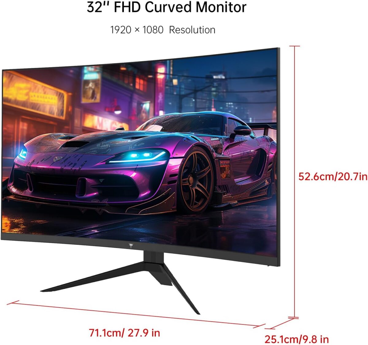 32 Inch FHD 1080p Curved Gaming Monitor - VA 1500R Curved Monitor, 165Hz 1ms MPRT, FreeSync & G-Sync, 122% sRGB, DP/HDMI, VESA, HDR10 for Gaming Home Office Business PC Monitor - Image 8