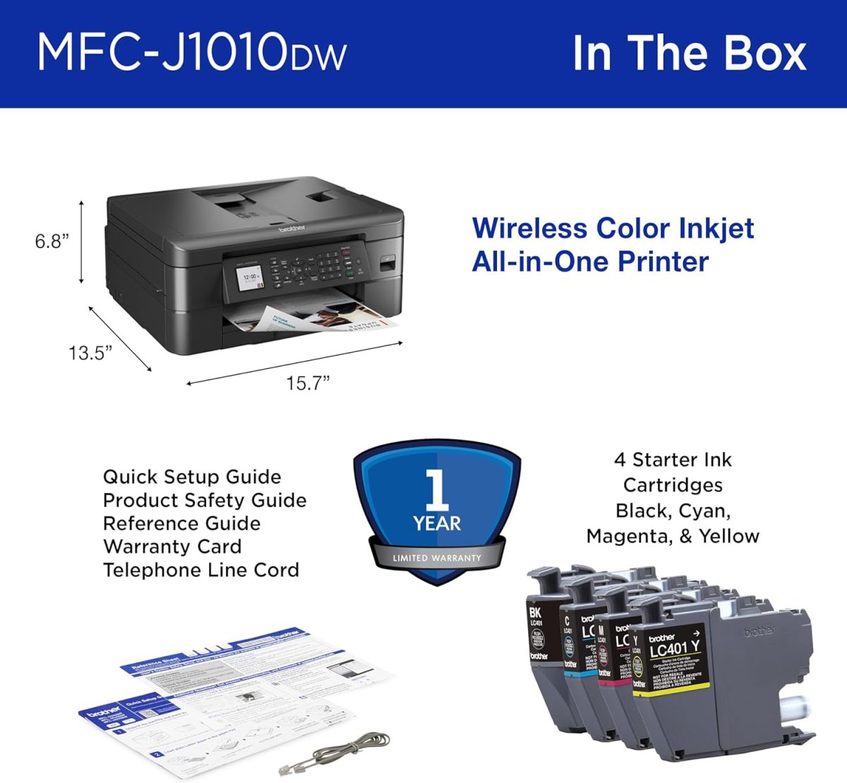 Brother MFC-J1010DW Wireless Color Inkjet All-in-One Printer with Mobile Device and Duplex Printing, Refresh Subscription and Works with Alexa - Image 7