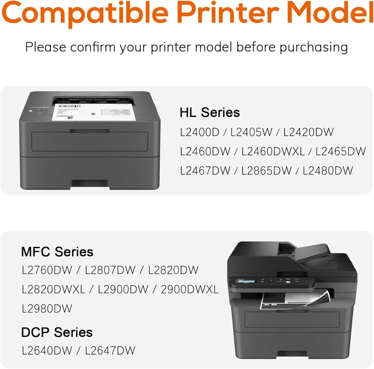 Compatible TN830XL TN830 Toner Replacement for Brother TN830XL TN830/XL/V Toner Work with HL-L2460DW HL-L2405W HL-L2400D HL-L2480DW MFC-L2820DW XL MFC-L2900DW DCP-L2640DW Printer (4 Black) - Image 2