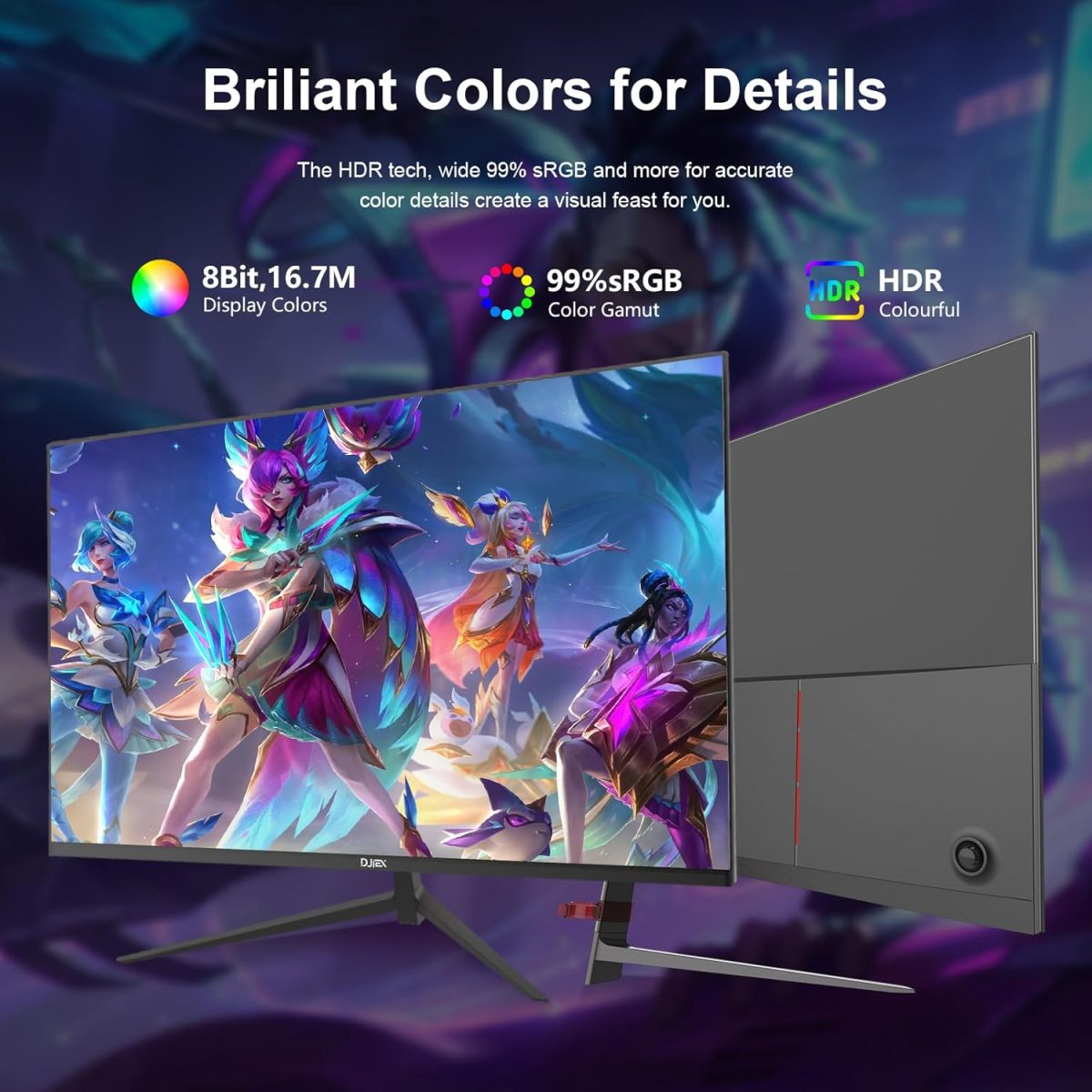 27 inch Gaming Monitor 100Hz Full HD 1920 x 1080P Computer Monitor Built-in Speakers with HDMI VGA Interface Eye Care Frameless Sync Visual Experience for Work Support Wall Mount （100 * 100mm） - Image 2