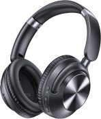 TAGRY Active Noise Cancelling Headphones 100H Playtime Wireless Over Ear Bluetooth Headphones Fast Charging Earphones with Deep Bass Comfort Light Weight Headsets for Travel Home Office PC Black